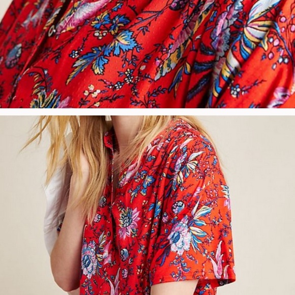 Anthropologie Maeve red blouse. Size M. - Picture 2 of 7
